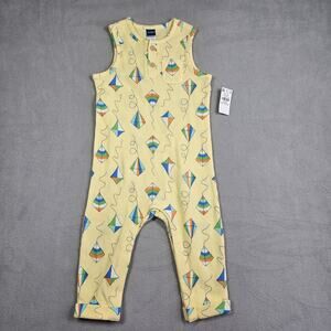 Old Navy Baby Romper Boys 12-18 Months Jumpsuit AOP Kites Spring Waffle Knit